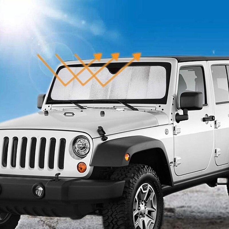 Windshield Sun Shade for Jeep Wrangler Rubicon Sahara TJ JK JKU Sun Visor Protector,Car Sun Shade Car Window Shade