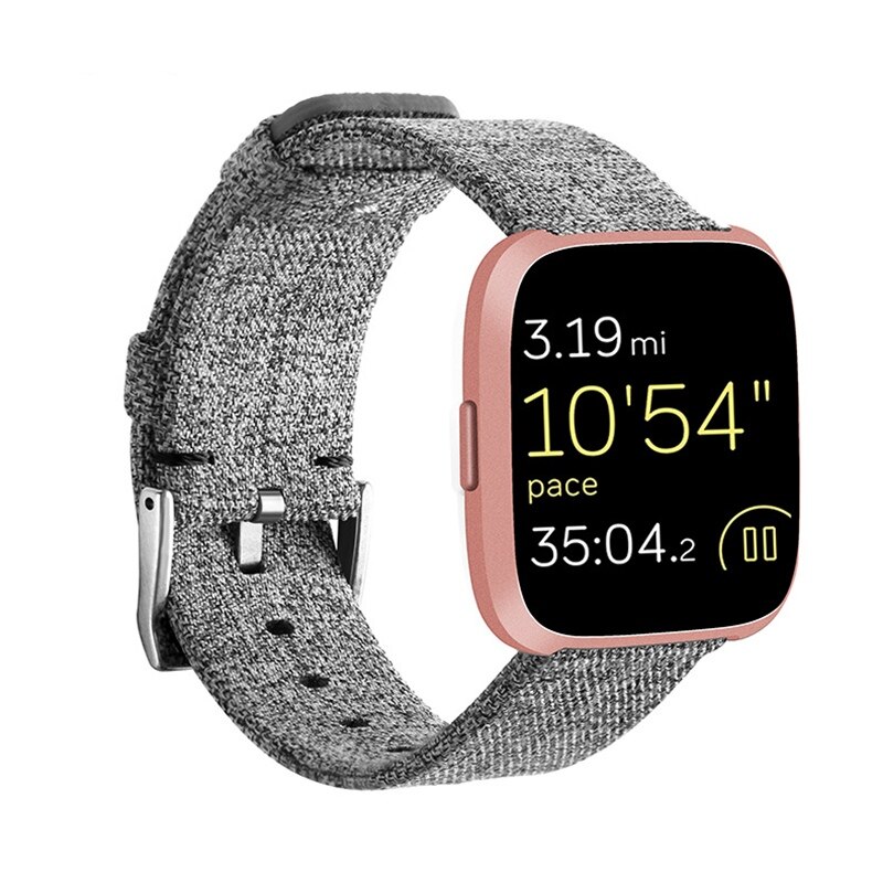 Lerretstropp til fitbit versa bånd erstatning stabil klokkerem på passe bit versa 2 vesa lite armbånd smart armbånd pulseira: Grå