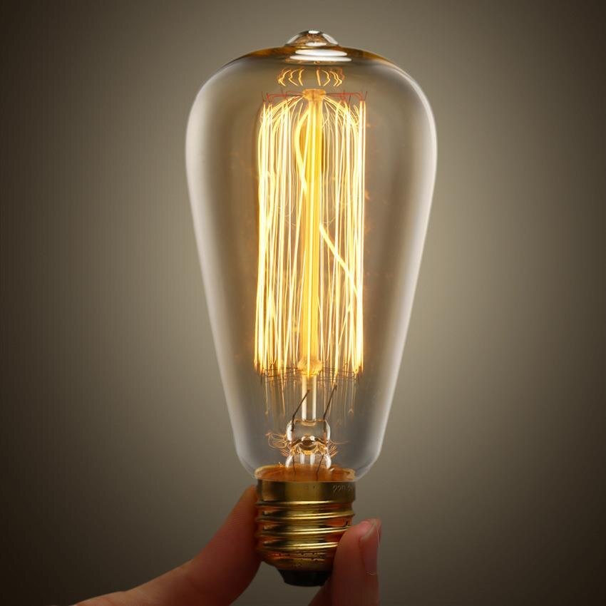 Bombilla Edison E27, 40W, 60W, 220V, A60, BT53, ST64, A19, T45, ST48, ampolla de luz incandescente, lámpara Vintage para decoración de Navidad