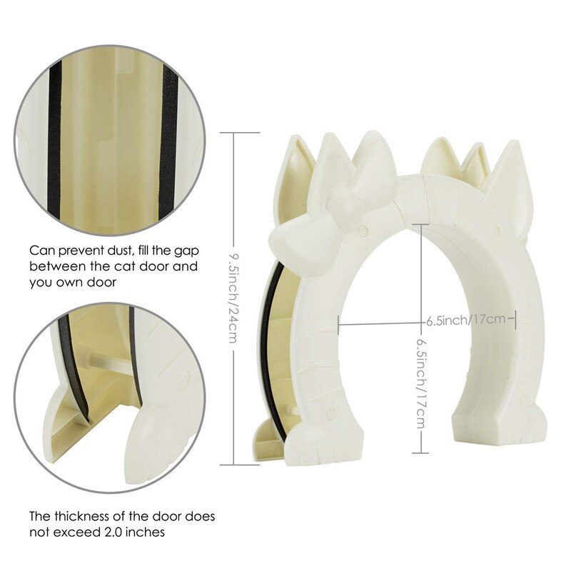 Puerta de para gato, puerta Interior para mascotas, con forma de agujero de 2 vías, se adapta a núcleo hueco, puerta sólida de vidrio para gatos de hasta 21 Lb