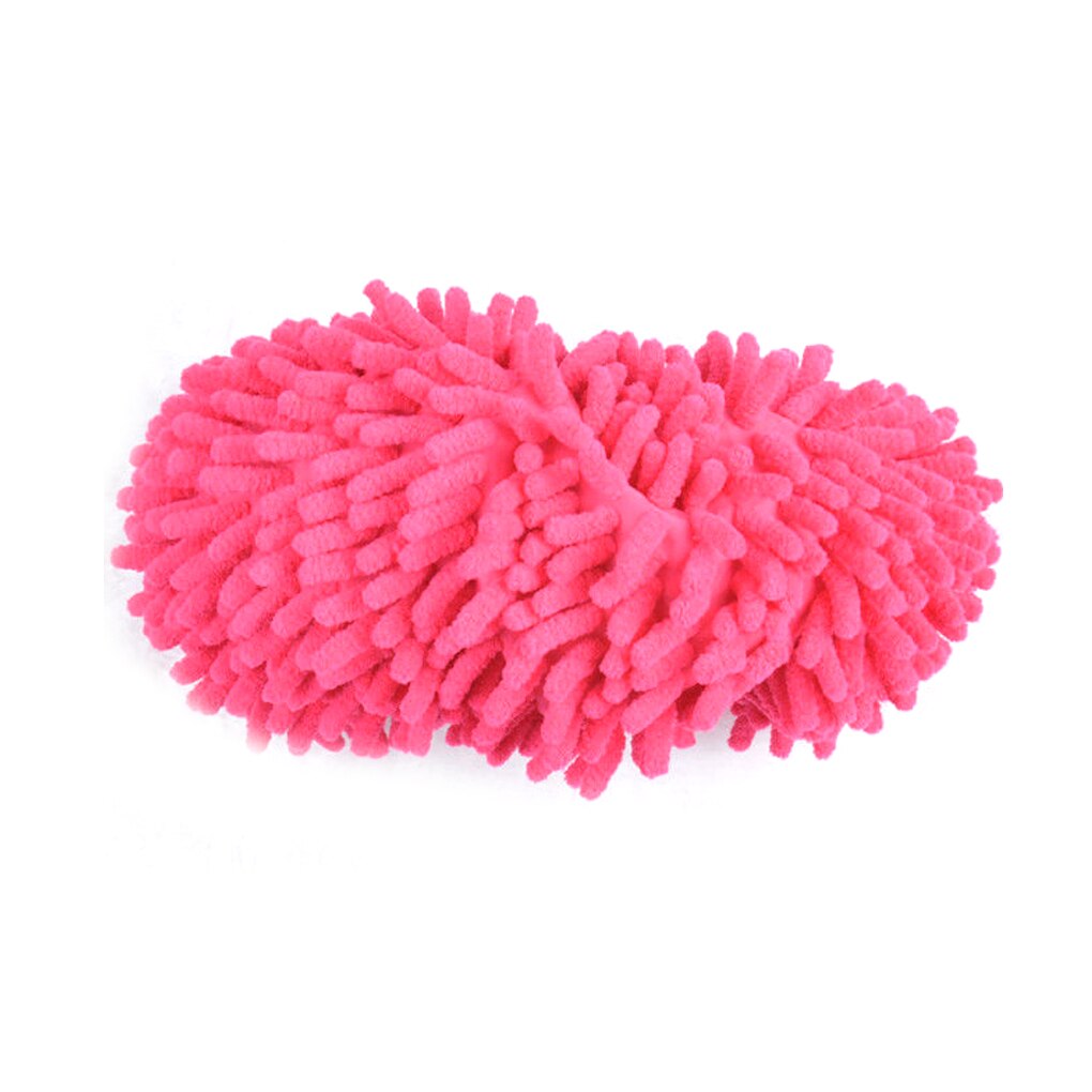 Lazy Mopping Shoes Cover Washable Chenille Fibre House Floor Cleaning Dust Mop Slippers Foot Socks Mop Shoes Duster Cloth: 1pcs rose Red