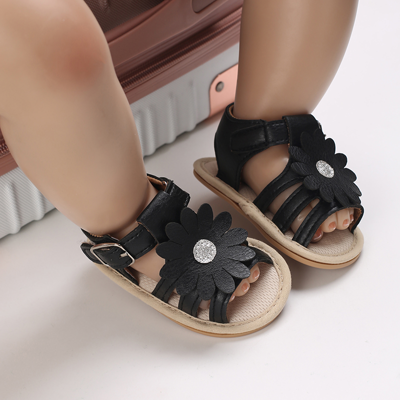 Emmababy 2022 Baby Girl Shoes Floral Cutout Leather Soft Sandals Walking Birthday Infants First Walker