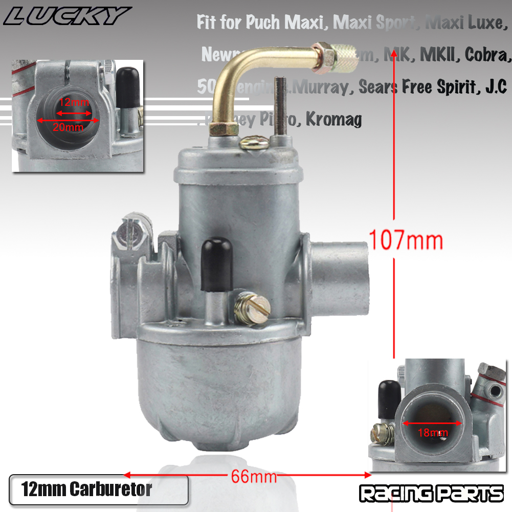 Carburador de motocicleta de 12mm para ciclomotor, carburador de estilo Bing Maxi Sport Luxe Newport Cobra