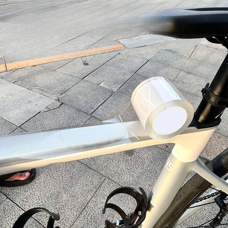 10m cykler gennemsigtigt beskyttende klistermærke tyk ridsefast cykeltapefilm cykelstel sikkerhedsbeskytter