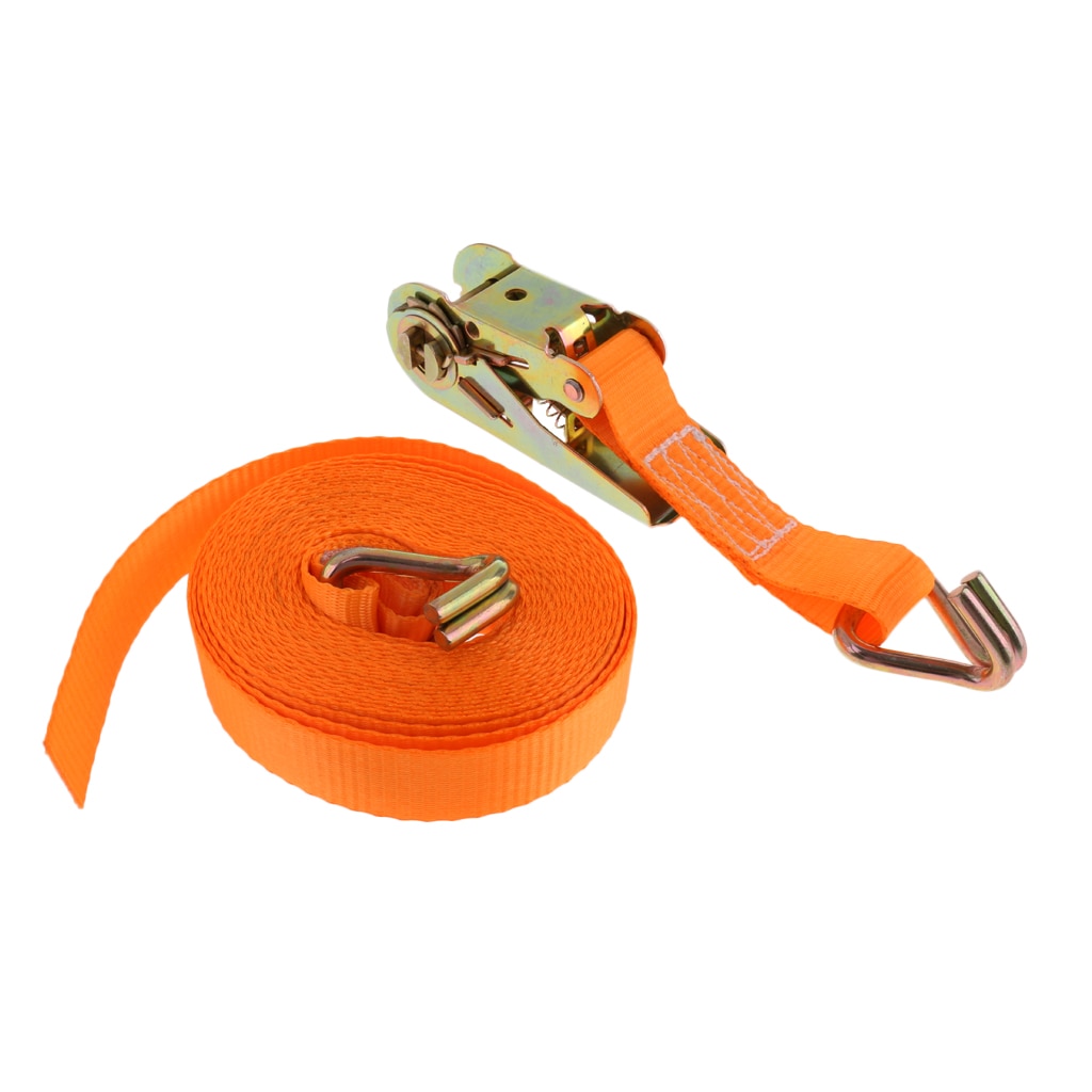 6m Cargo Strap Ratchet with Fastening Buckle Tie Down Strap Webbing with Double J Hooks Lashing For Cargo Lorry Car Marine Boat