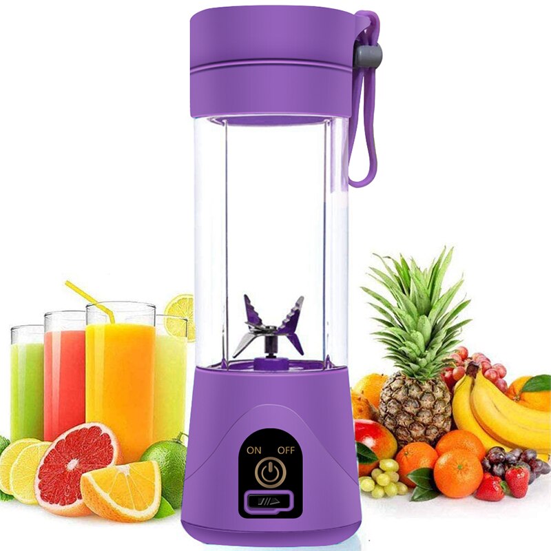 Portable Fruit Juicer blenders Cup electric machine blender Kitchen mini Food Processor Sports Bottle Juicing Vegetables Tumbler: 6 blades / Plum