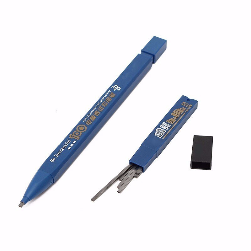 1PCS 2B Black Lead Holder Exam Mechanical Pencil With 6PCs Lead Refills Set School Students Examination Supply Randomly Color