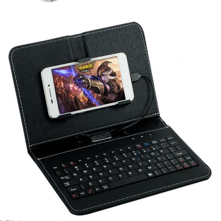 Général Mini USB filaire clavier étui à rabat pour téléphone Android avec OTG pour téléphone portable 4.8-6.0 "Huawei Samsung: black