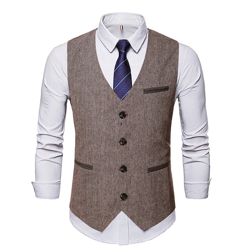 Men's Dress Vest Slim-Fit Mens Suit Vest Vintage Men Buttons Suit Vest ...