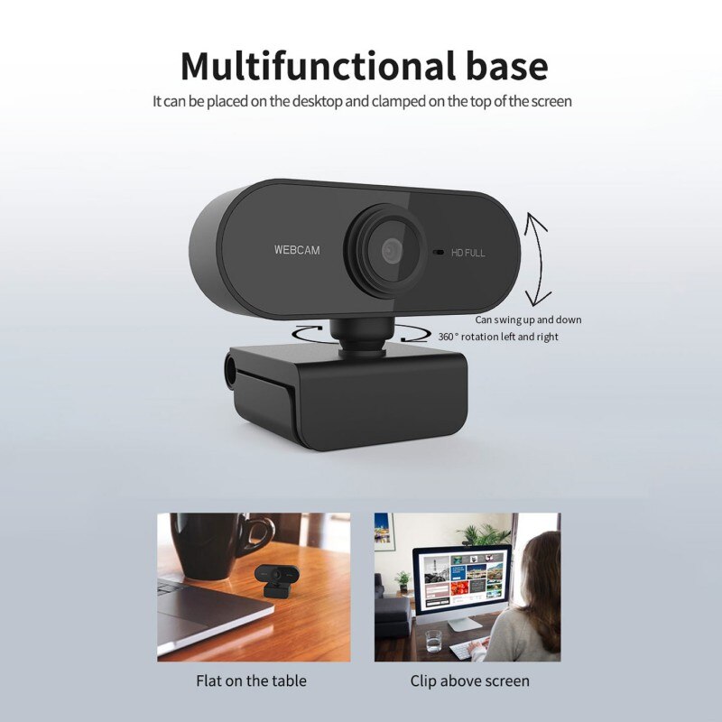 Mini Computer PC HD 1080P WebCamera With Microphone Rotatable Cameras For Live Broadcast Video Conference Work