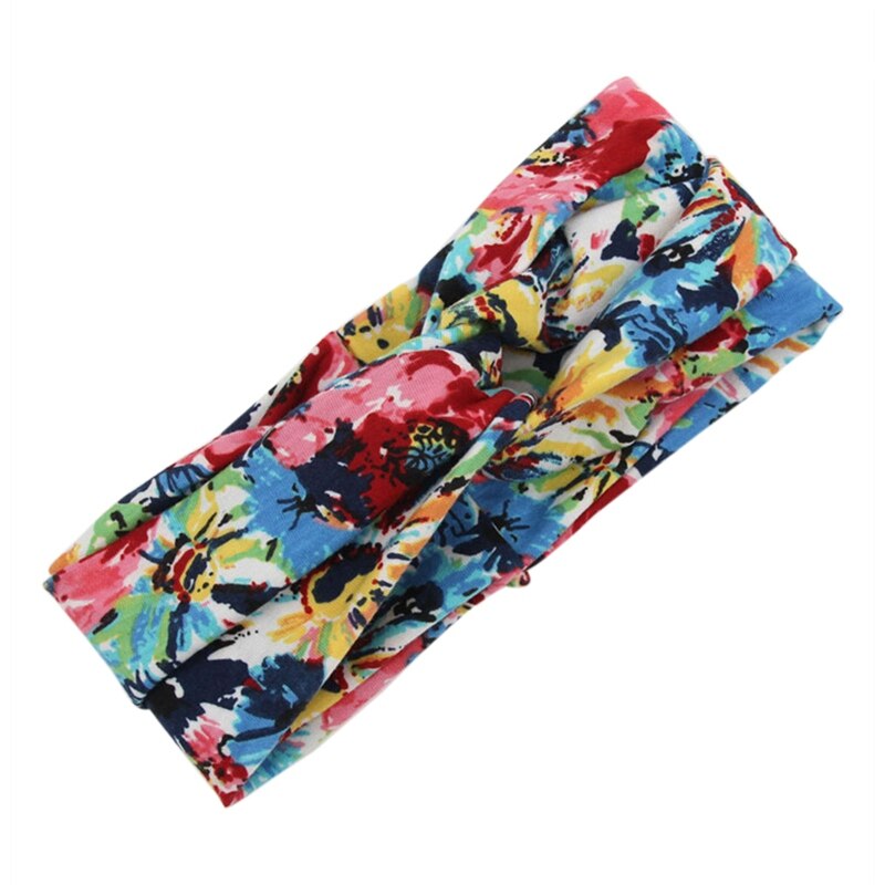 Vrouwen Sport Brede Bloemen Sport Haarband Vrouwelijke Volwassen Mode Casual Elastische Hoofdband Hoofdband Gewikkeld Haar Accessoires: Blue yellow