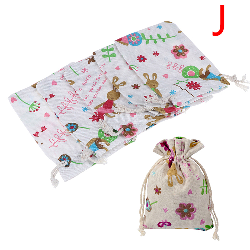 5PCS/lot Drawstring Bags Mini Jute Drawstring Burlap Bags Party Christmas Jewelry Pouches Packing Bag: J