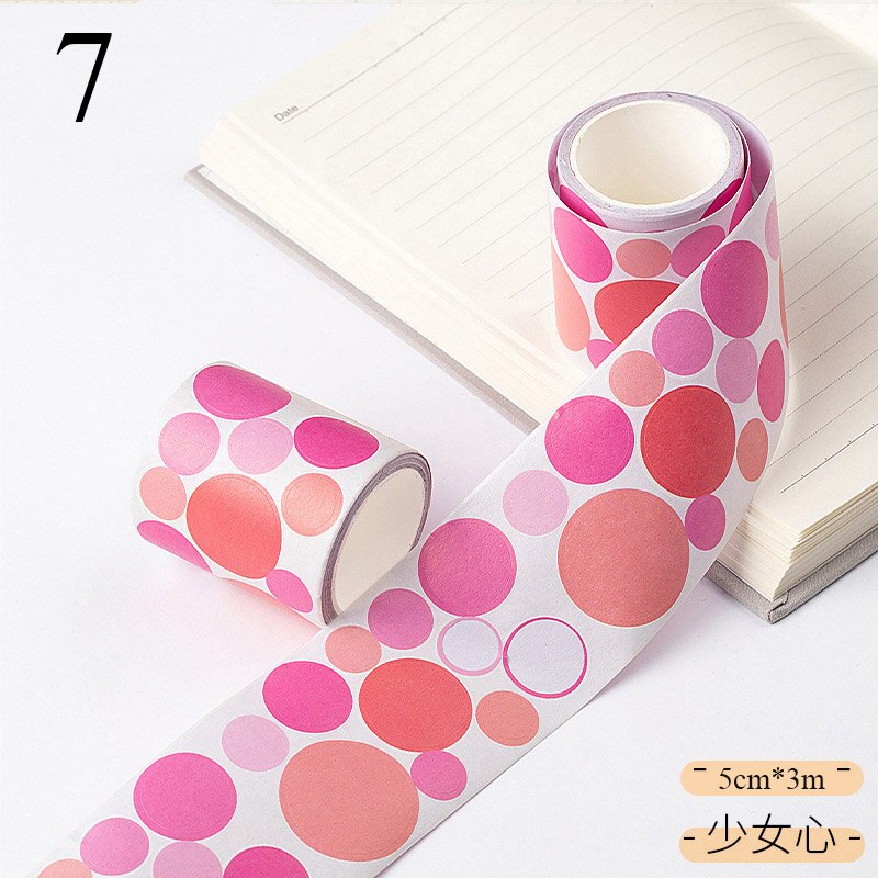 5cm*3m Colored Round Washi Tape Kawaii Dots Label Masking Tape Decorative Adhesive Tape Sticker Scrapbooking Sealing Stationery: 7