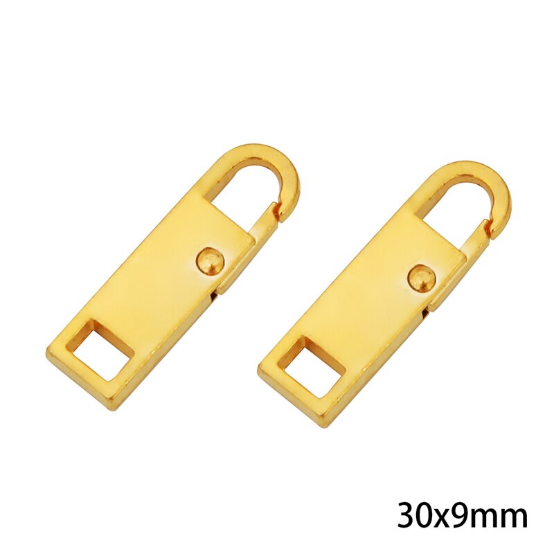 Kit de réparation de fermeture éclair en métal noir, 2 pièces, fermeture éclair éclair, extracteur pour curseur de fermeture éclair, bricolage, couture artisanale: 30x9mm Gold