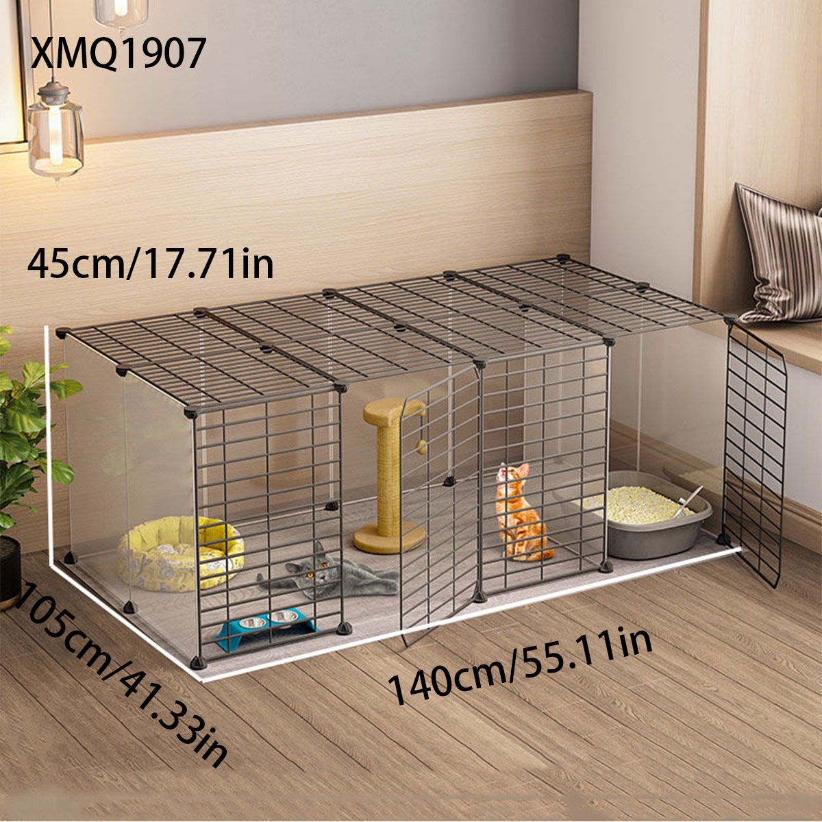 Valla para gatos, jaula para gatos, valla para mascotas doméstica, espacio grande para interiores, deflector de aislamiento para gatos, barandilla para gatitos, antisalto: Rosa