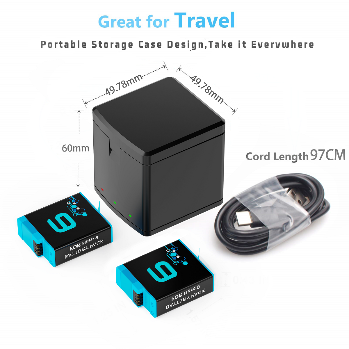 2000 mah batterier til gopro hero 9/10 batteri ,3- kanals usb oplader (fuldt kompatibel med officielt gopro 9 10 tilbehør)
