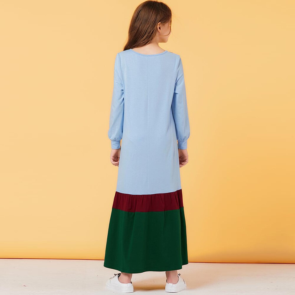Muslimske piger kjole plaid pufærmer marokkanske kjoler børn børn kimono islamisk tøj a-line vestido kaftan abaya elbise