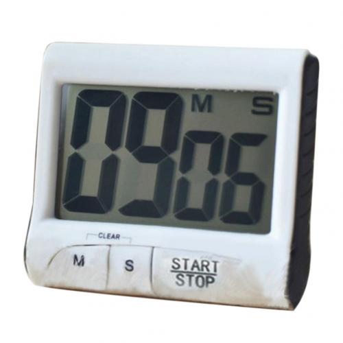 Large LCD Digital Screen Kitchen Timer Bell Count-Down Back Stand Clock Loud Alarm: White