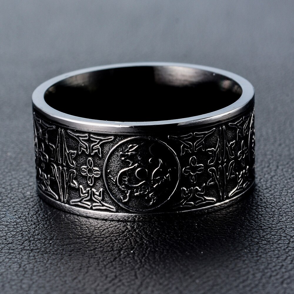 USA 7 to 13 of the Chinese wind retro ring Stainless steel Mythology black four animal ring men's personality
