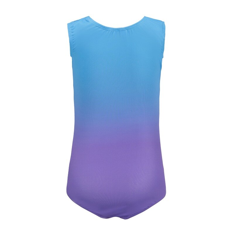 Ballet Sleeveless Diamond Highlights Blue Purple Gradient Color Body Suit Ballet Gymnastics Dance Practice Clothes