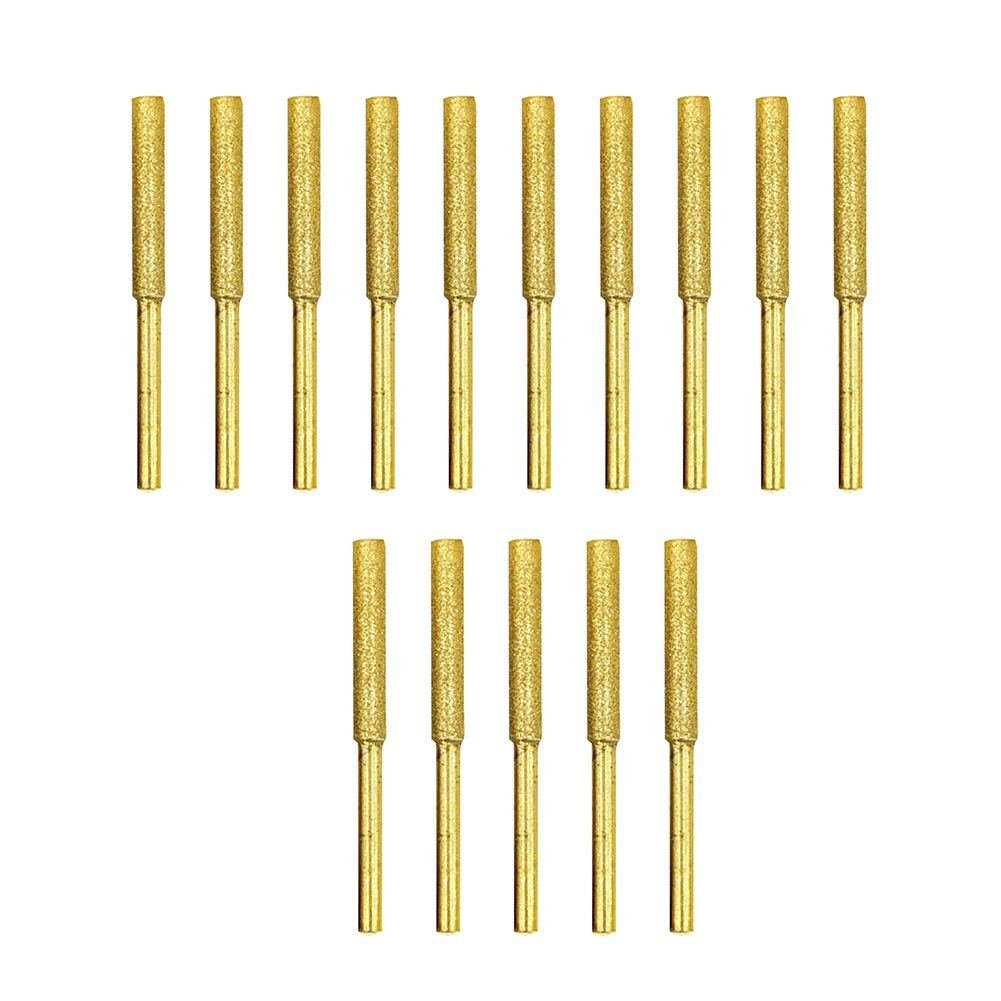 15x Diamond Coated Cylindrical Burr Stone File Chain Saw Sharpening Carving Tool Pneumatic Engraving Pen Parts: 4mm