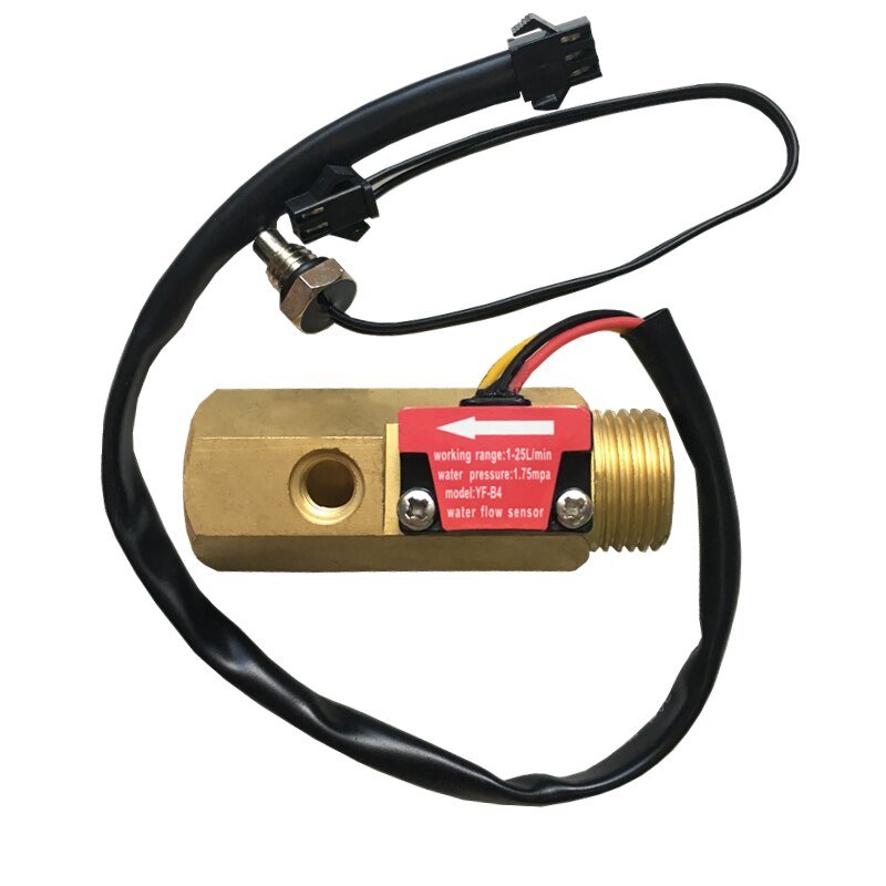 Brass water Hall flow sensor 1/2" YF-B4 NTC rate temperature measurement METER