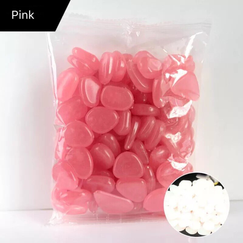 100/200Pcs Garden Luminous Stones Glow In The Dark Rocks Garden Pebbles for Garden Walkways Path Patio Yard Fish Tank Decoration: 100pcs / Pink