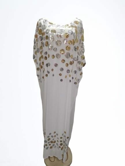 Vestidos africanos para mujer, holgado africano, manga , Vestido largo de talla grande de poliéster, novedad de 3/4: Blanco