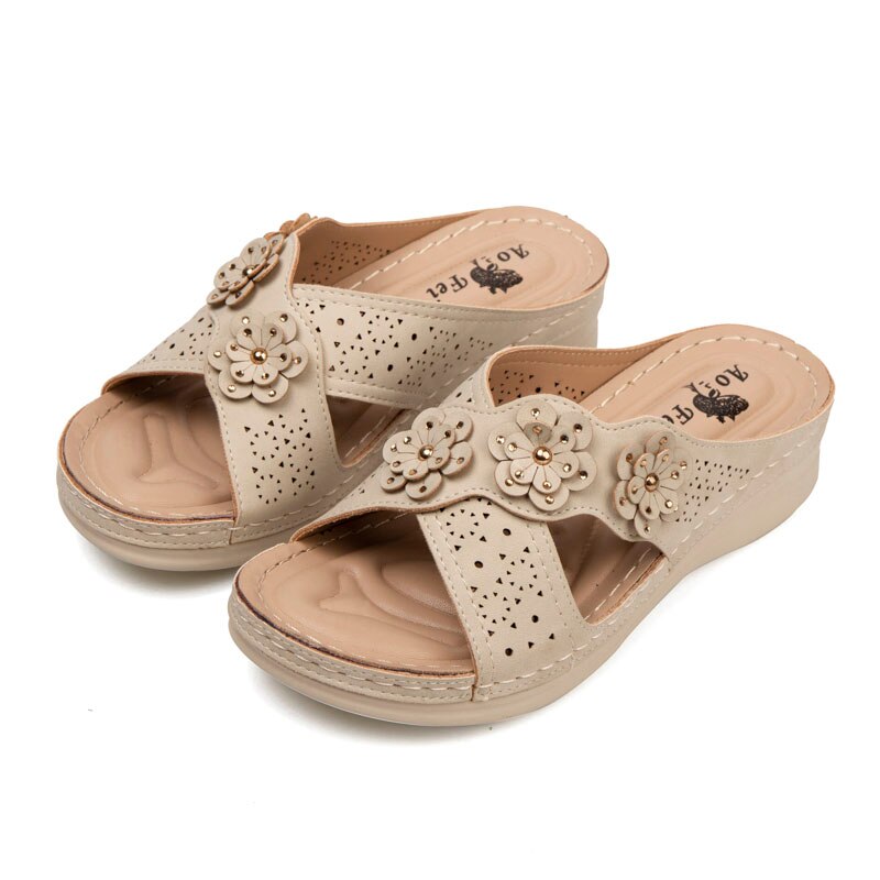 Vrouwen Sandalen Zomer Schoenen Vrouw Zachte Bodem Wiggen Schoenen Voor Vrouwen Platform Sandalen Hakken Gladiator Sandalias Mujer: apricot / 41