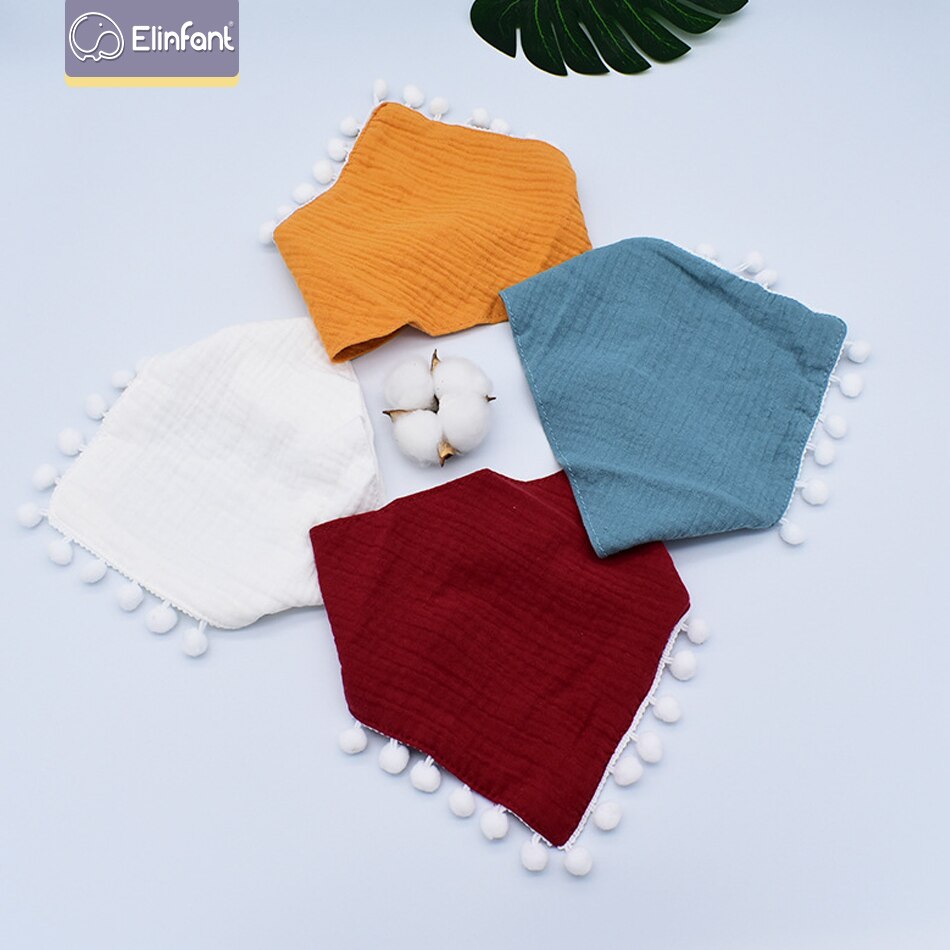 Elinfant feste farbe fransen spitze 28*38cm 100% baumwolle musselin weiche Baby bandana sabbern lätzchen