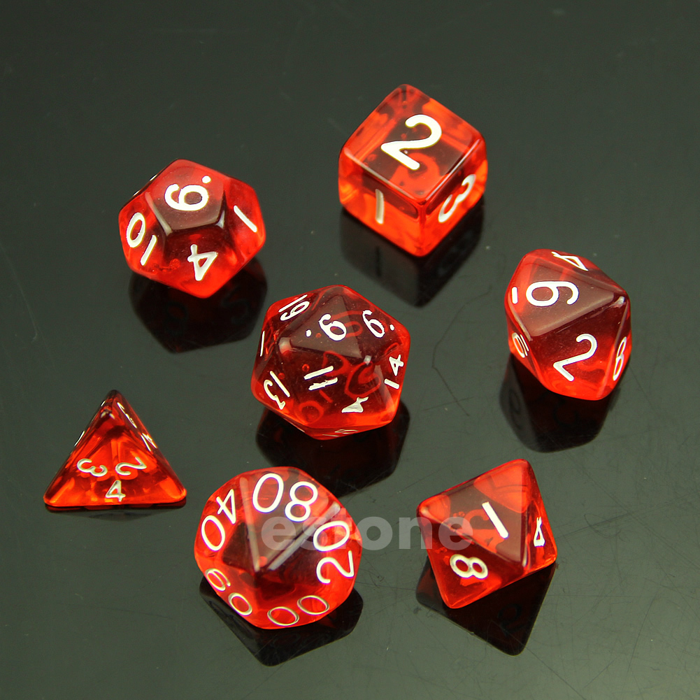 Juego de mesa MTG RPG DND Poly Dice, juego de 7 caras D4 D6 D8 D10 D12 D20, novedad, 1 Juego: Rojo