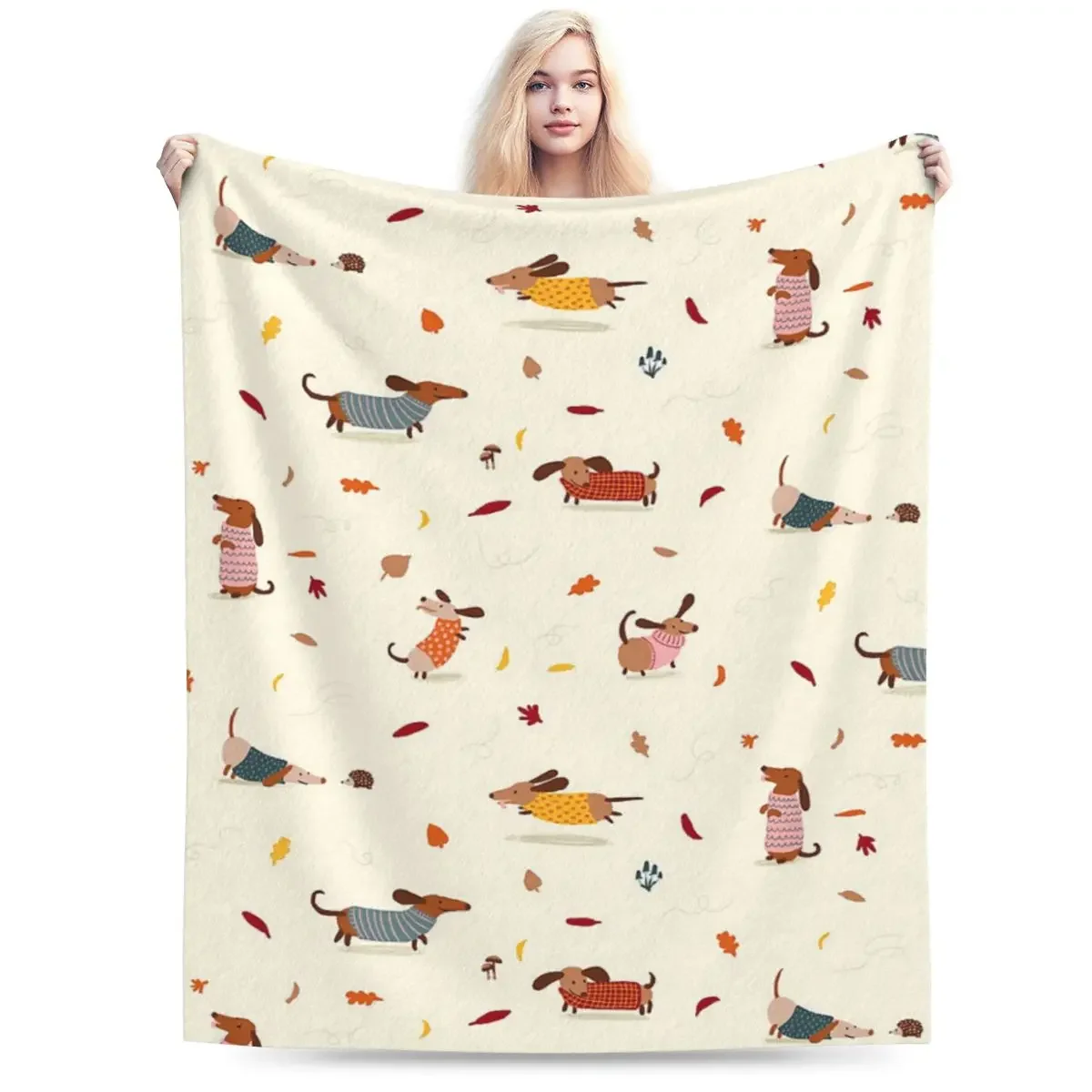 Couverture douce et chaude pour chien teckel, jeté de glouton pour lit, salon, pique-nique, voyage, canapé à la maison