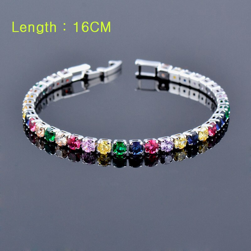 Sinleery Tennis Armband Met Shining Aaa Zirconia Rose Goud Zilver Kleur Armbanden Voor Vrouwen Sieraden SL059 Ssf: 16cm-color stone