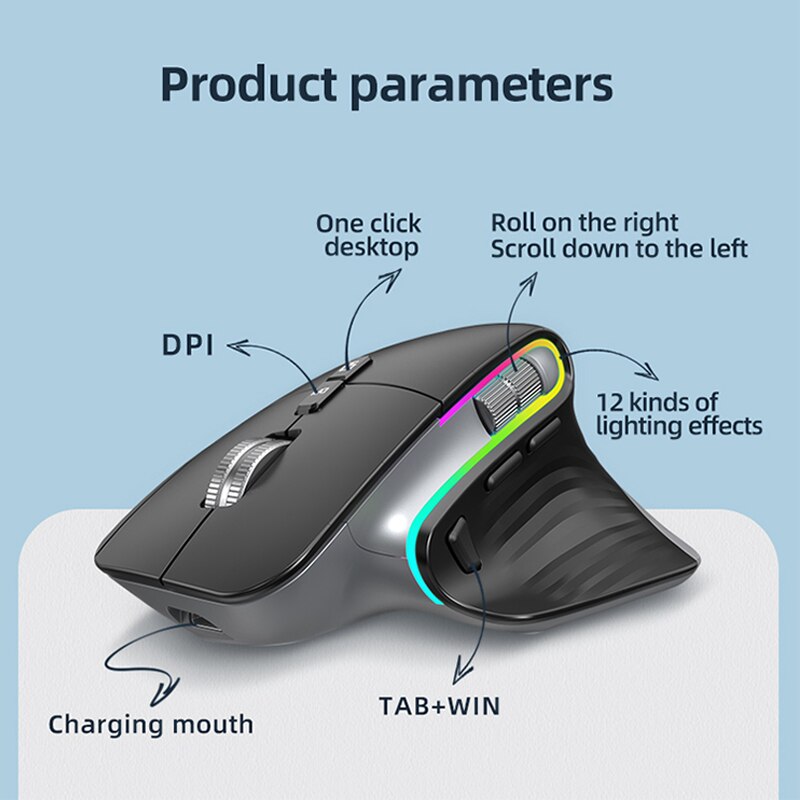 Ratón inalámbrico tipo C con Bluetooth 2,4G, recargable, silencioso, ergonómico, hasta 4000 DPI, para tableta, Macbook, portátil, Oficina de juegos
