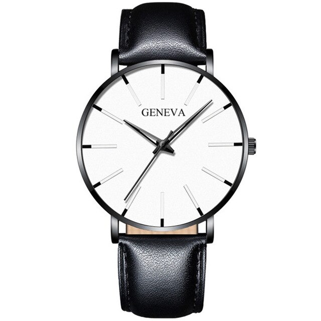 Minimalistische Mannen Mode Ultra Dunne Horloges Eenvoudige Mannen Business Roestvrijstalen Gaas Riem Quartz Horloge Relogio Masculino: P bk--Black white