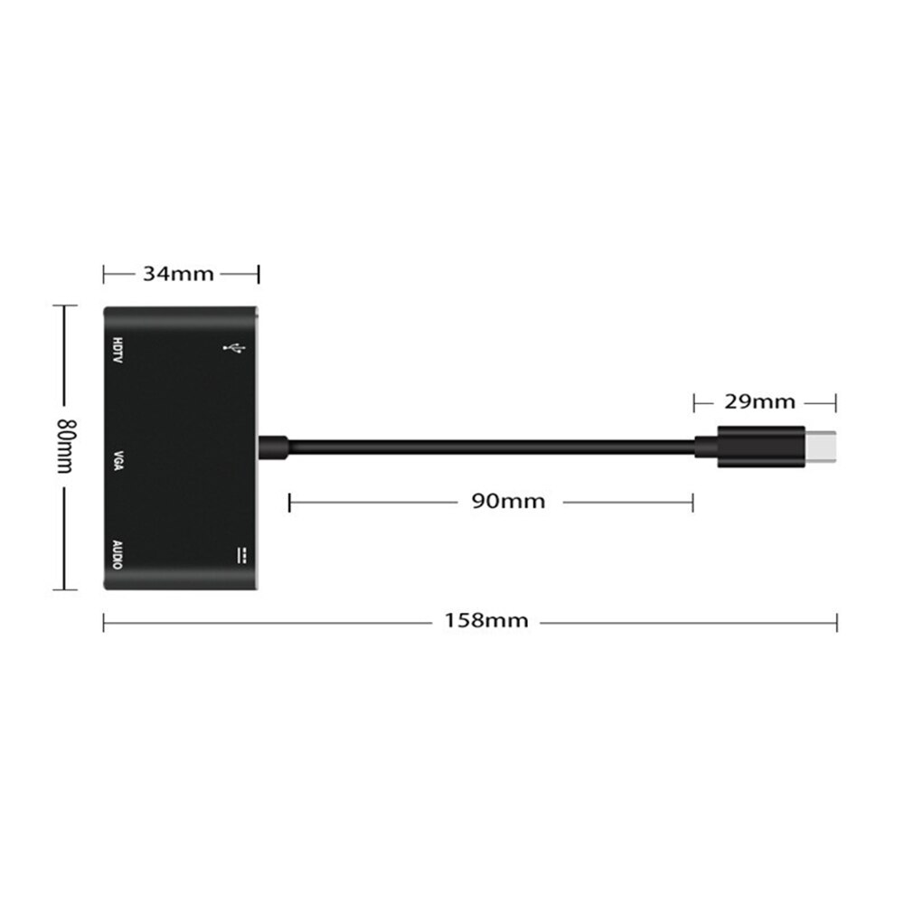 5 in 1 USB-C Type-C to HDMI/VGA/USB/PD HUB Adapter VGA Cable Audio USB 3.0 PD Converter Lot for laptop PC Computer Accessories