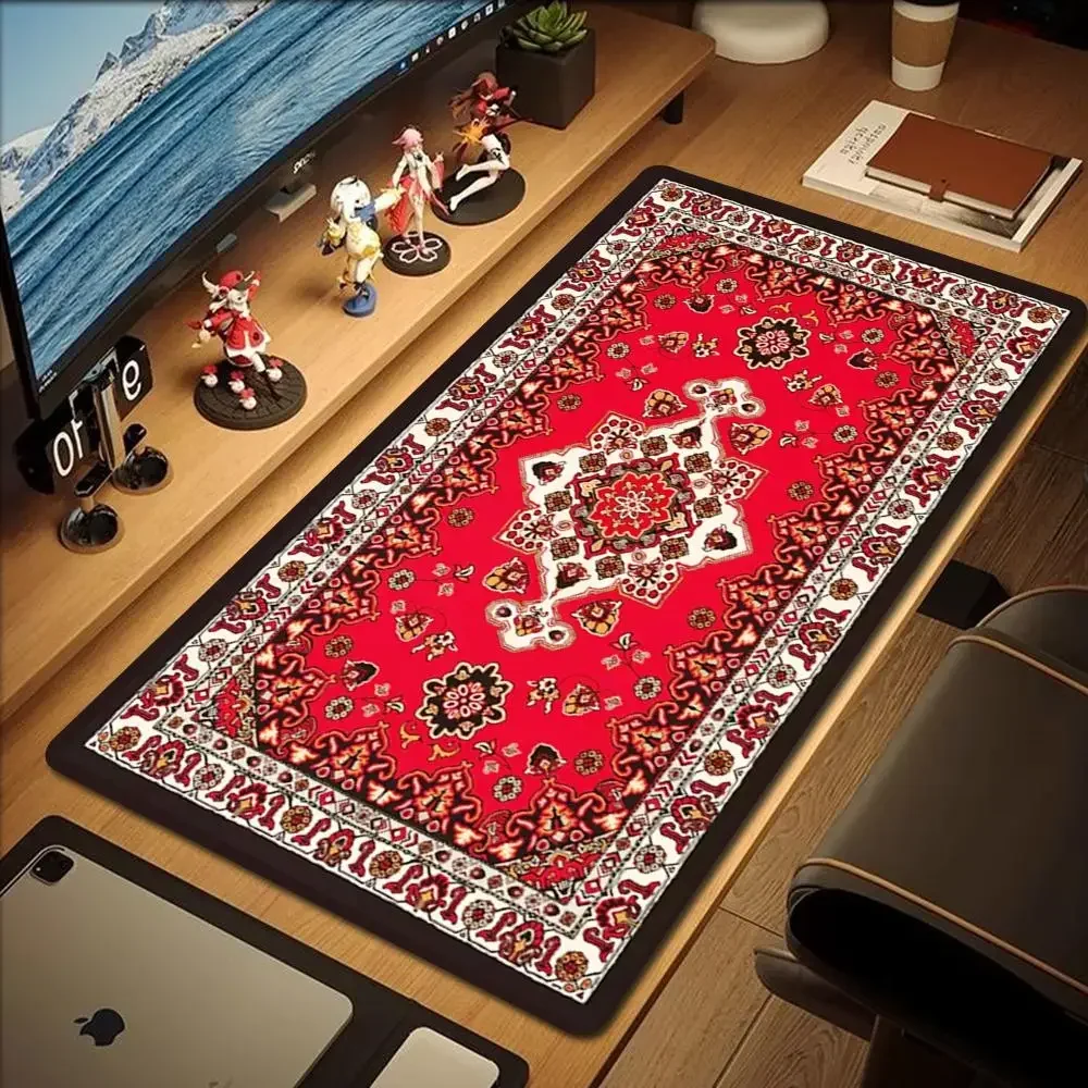 Perzisch tapijt muismat gaming bureauaccessoires XL computer grote muismatten XXL natuurlijk rubber antislip zachte toetsenbordmat: 60x40 cm / Bruin