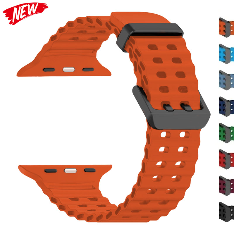 Band voor Apple Watch Ultra 2 49 mm 45 mm 44 mm 42 mm 38 mm 41 mm 40 mm Siliconen Oceaanriem voor iWatch-serie 10 9 8 7 se 5 4 3 Correa