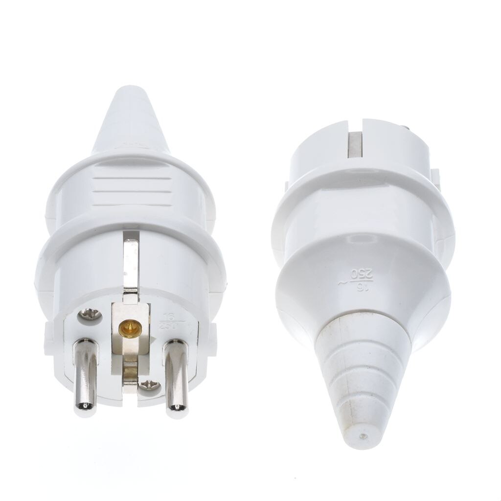 Black/White CE AC 250V 16A EU germany waterproof Schuko Power plug 2p Elcectrical Cable Connector wired adaptor converter E-012*: Type 14