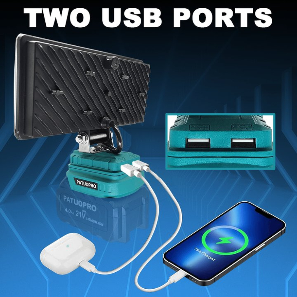 PATUOPRO 84 LED Cordless Work Light Jobsite Spotlight Portable Rechargeable Home Flashlight For Makita 18V Battery (No Battery)