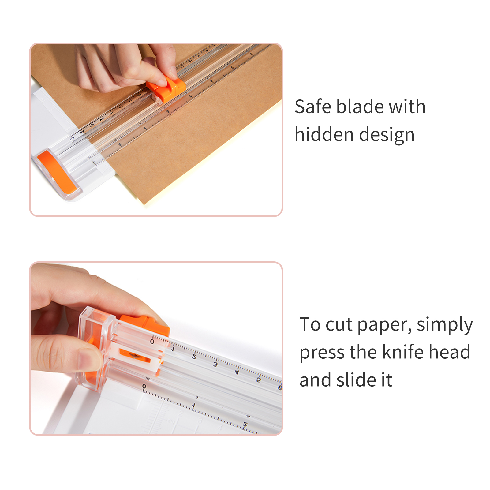 A5 Paper Trimmer Cutter Desktop Paper Cutting Machine w/ Security Cutter Head Auxiliary Side Ruler for Craft Paper Photos Cards
