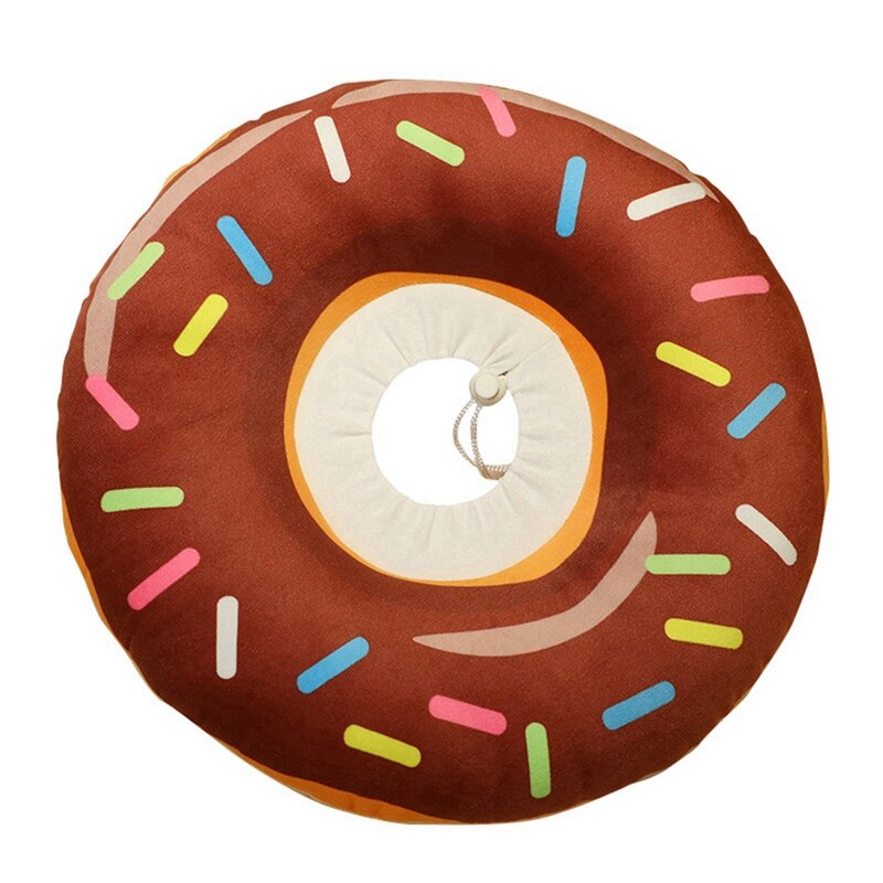Haustier Hund Katze E-Kragen Erholung Einstellbar Baumwolle Mischungen Nacken Erholen Katze Donuts Gedruckt Elizabeth Kreis Schutz Kragen: Kaffee / L