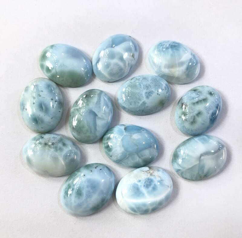 100% echte Larimar Cabochon 15x20mm Flachen boden Oval bilden natürliche Edelsteine Perle Schmuck Accessorie1pc