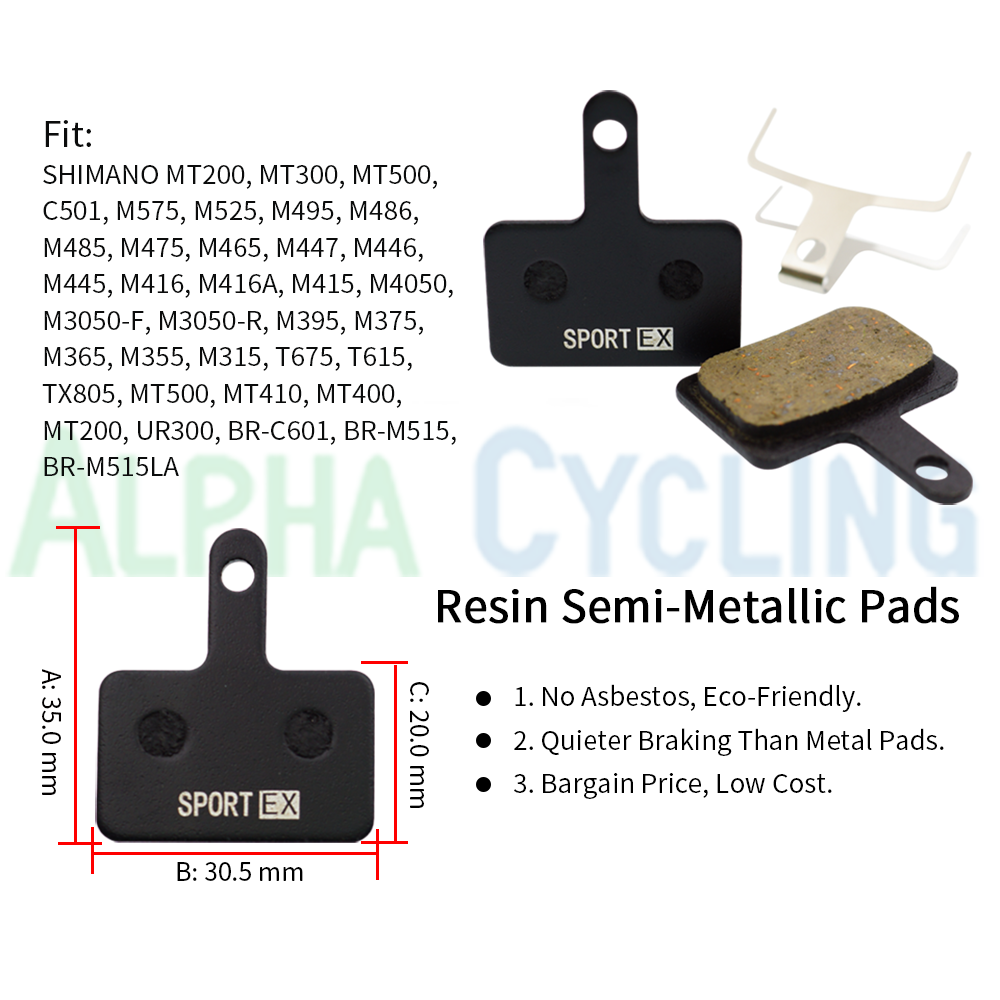 Pastillas de freno de bicicleta para SHIMANO B05S, MT200, MT500, M375 M395 M486 M485 M475 M416 M446 M515 M445 M525 ACERA, ALIVIO, 4 pares
