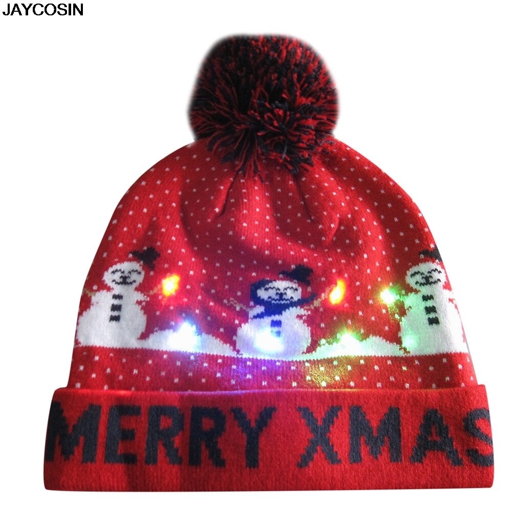 LED Luminous Christmas Hats Beanie Sweater Christmas Santa Hat Light Up Knitted Hat For Kid Adult For Christmas Party 9109