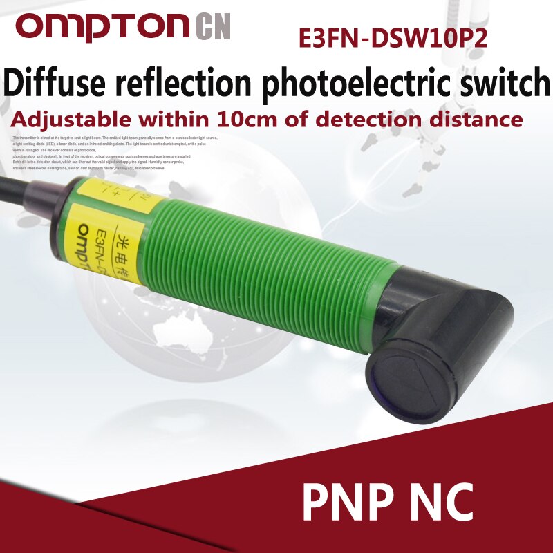 E3FN-DSW10P2 PNP NC Diffuse reflection photoelectric switch 0-10cm (adjustable detection range 5-13cm) 2.5ms (1 second=1000ms)