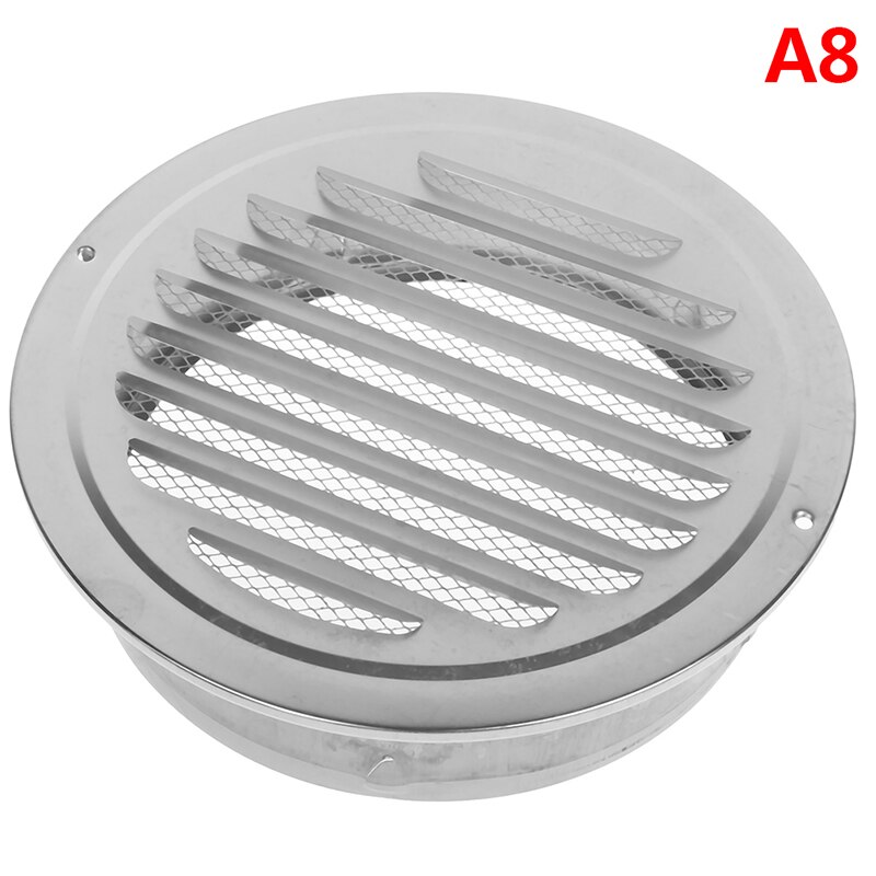 1PC Stainless Steel Exterior Wall Air Vent Grille Round Ducting Ventilation Grilles 70-200mm: A8