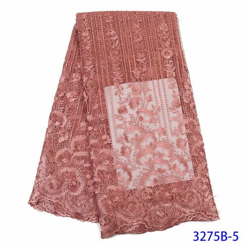 Nigerian Lace Fabrics Embroidered African Lace Fabric For Wedding Dress French Tulle Lace Material YA3275B-7: Picture 5