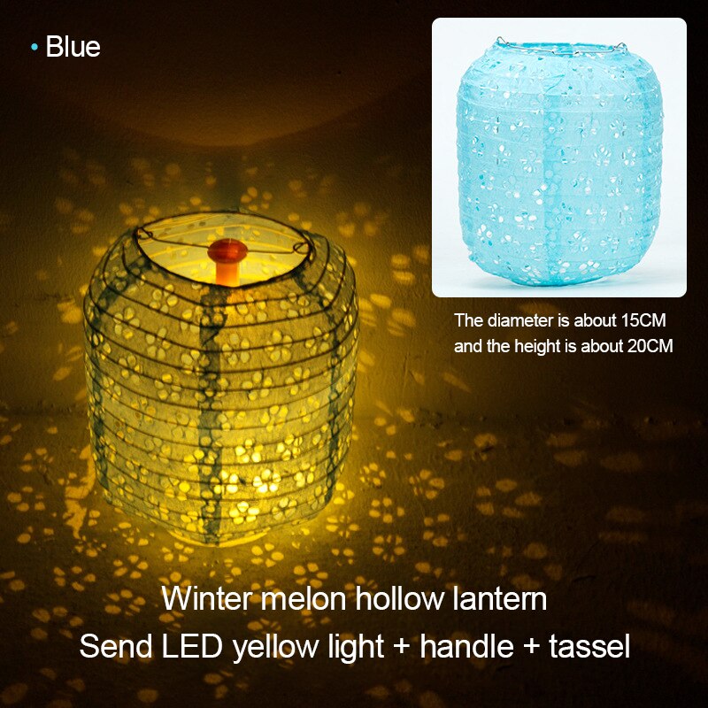 Okrągłe chińskie lampiony papierowe wiszące urodziny dekoracje ślubne zestaw robić pakowania prezentów DIY Lampion wisząca kula zaopatrzenie solidny z diodami doprowadziło: niebieski