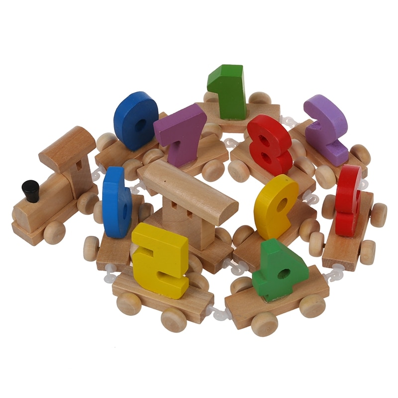 1 impostato Numero di Treno di Legno figura ferrovia Bambini Legno mini Giocattolo Educativo e di 1pz Del Capretto Del bambino Educazione Giocattolo Di Legno impilabile Nido Lear